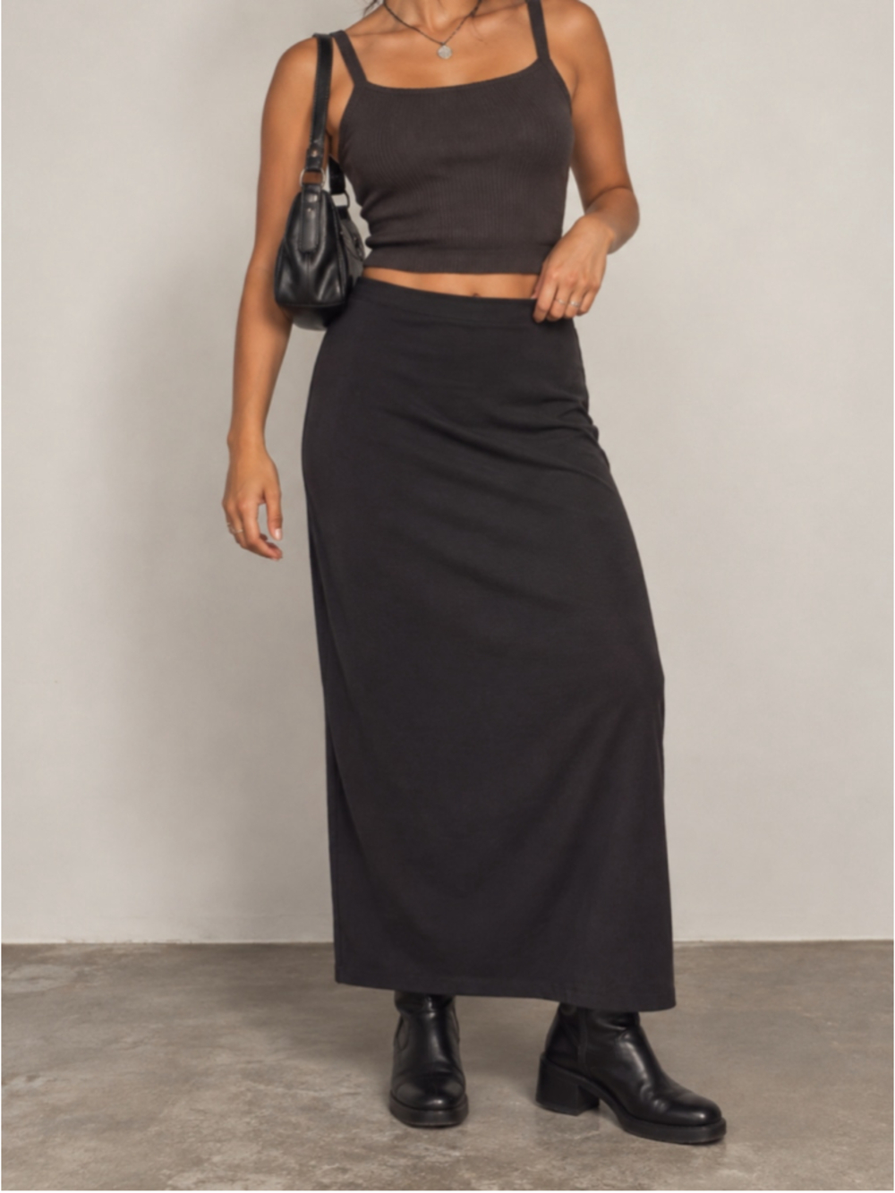 Vintage 90s DKNY Black Column Midi Skirt Minimalist Size L